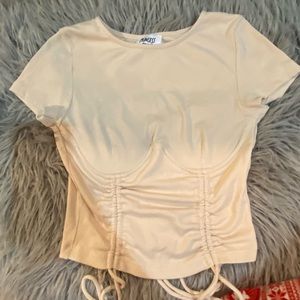 Ringed polly scrunched top